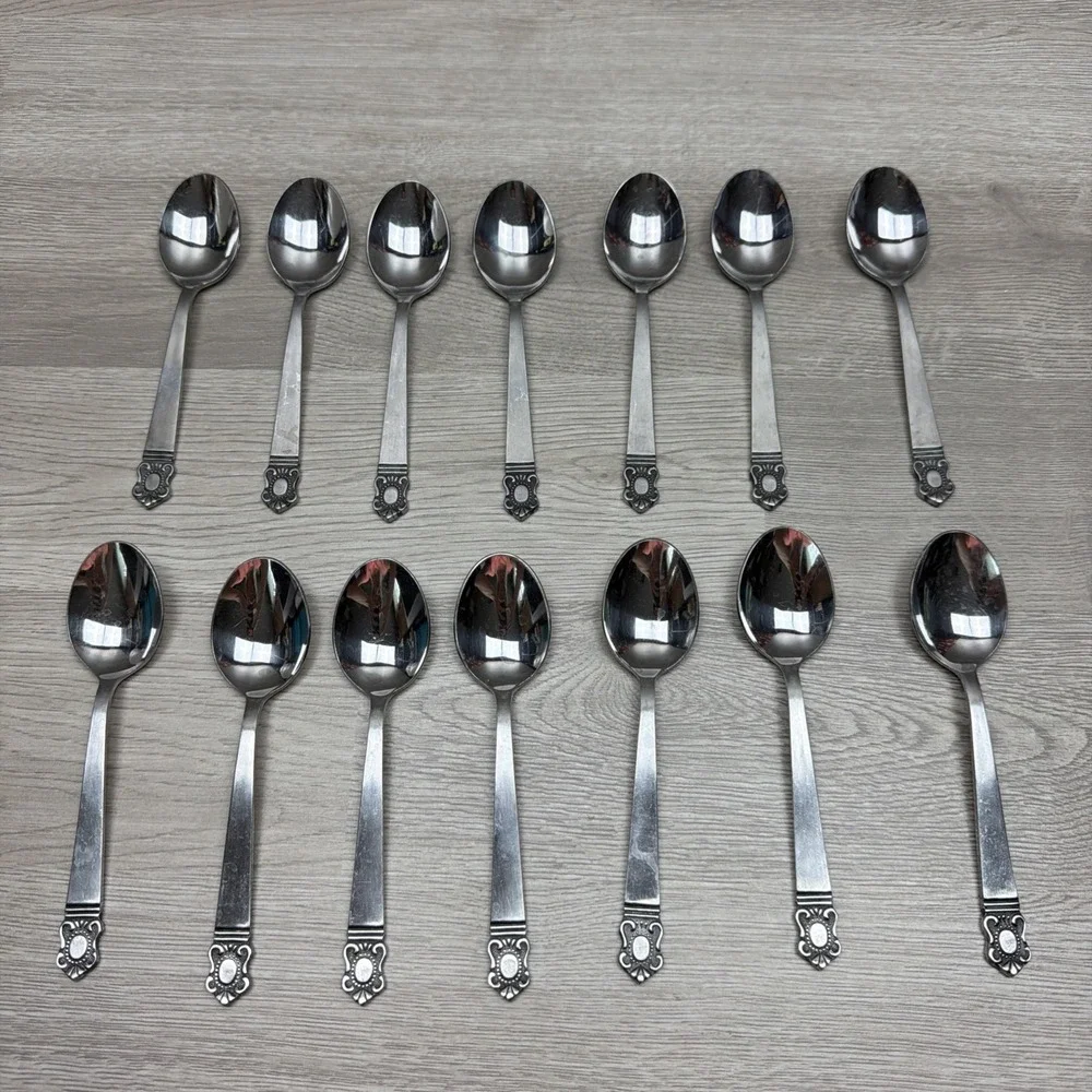 National Stainless, King Eric, Lot of 14 Piece Spoon Set Japan Made Stainless